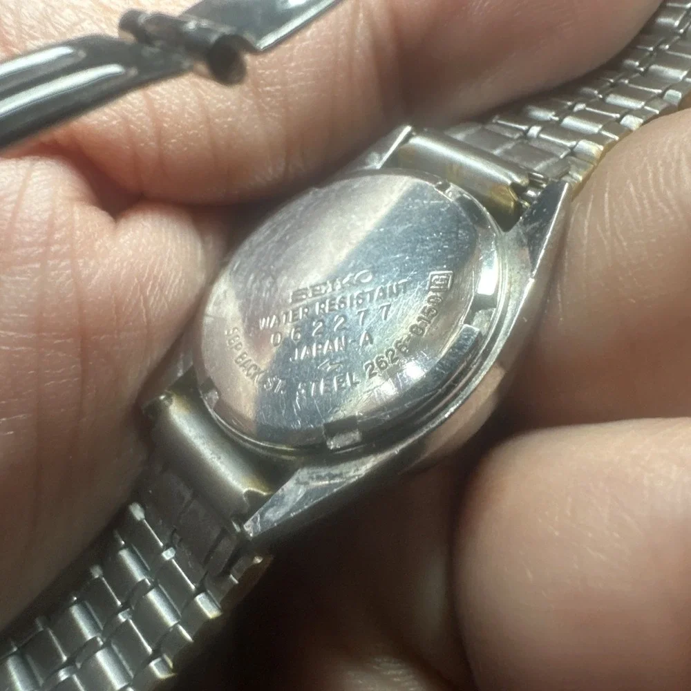 Works VTG Seiko SQ Ladies watch Date Two Tone Quartz New Battery 24mm Fit 6.5in